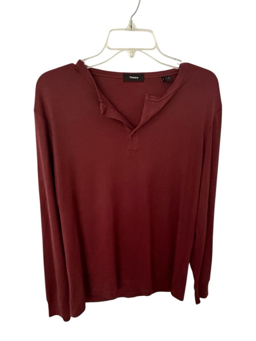 Theory Men's Anemone Milano Essence Henley - Burnt Brick / Rust - Size Small